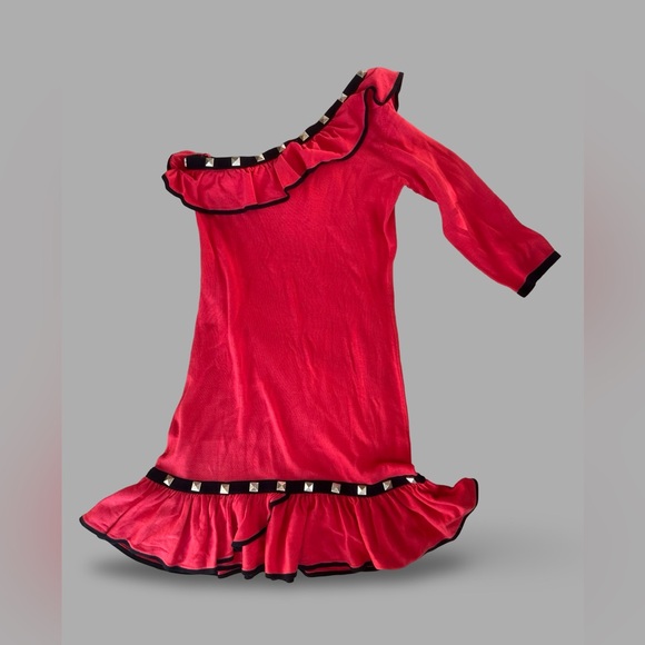 Brand New 2000s Temperley London One Shoulder Ruffled Cotton Knit Mini Dress M - Picture 2 of 6